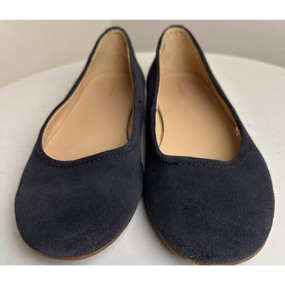 Lands End Suede Ballet Flats Navy Sz 7 Balletcore Career School Preppy Casual - Picture 6 of 13